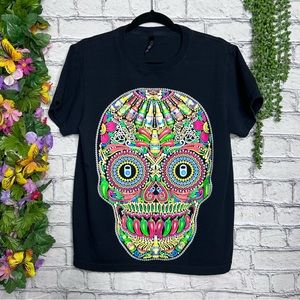 !💙2/$40💙Codigo Cotton Black Day Of The Dead Skull Graphic Short Sleeve Medium